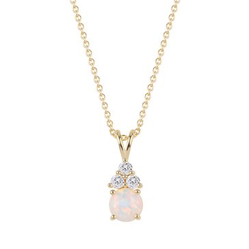 Created Opal with White Topaz Accents Round Cut Pendant