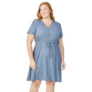 Yarn & Sea Women's Short Sleeve Butter Knit Drawstring Dress (Plus Size)