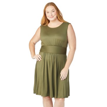 Yarn & Sea Women's Short Sleeve Back Scoop Neck Butter Knit Dress (Plus Size)