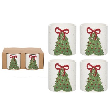 Transpac Bow Holiday Tree Juice Cup, Set of 4