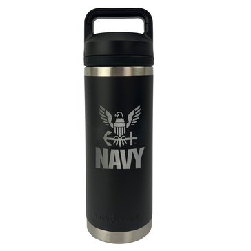 Navy Pride USN Eagle Silver Etch Stainless Bottle, 18oz