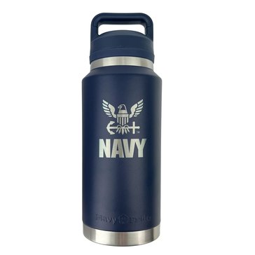 Navy Pride USN Eagle Silver Etch Stainless Bottle, 36oz