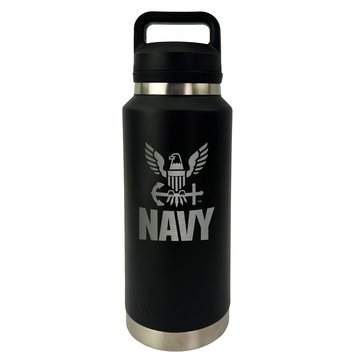 Navy Pride USN Eagle Silver Etch Stainless Bottle, 36oz