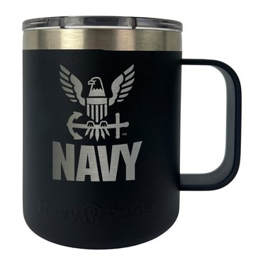 Navy Pride USN Eagle Silver Etch Stainless Mug, 12oz