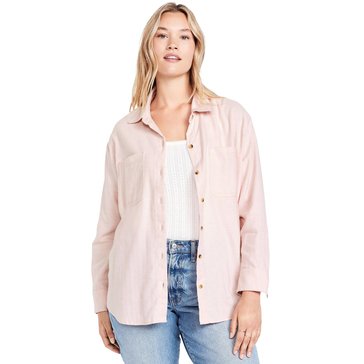 Old Navy Women's Long Sleeve Solid Flannel Boyfriend Shirt