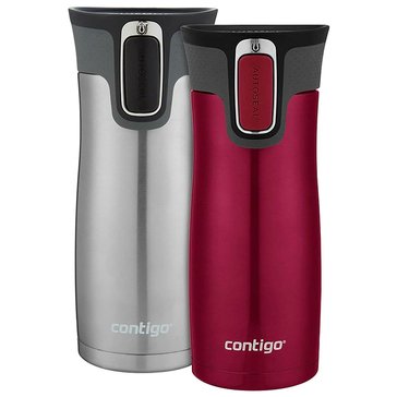 Contigo 16-Ounce Stainless Steel Very Berry West Loop Travel Mug, 2-Pack