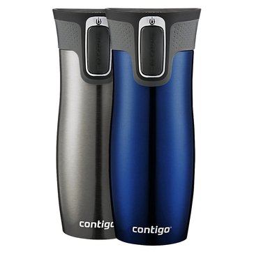 Contigo 16-Ounce Stainless Steel Monaco West Loop Travel Mug, 2-Pack