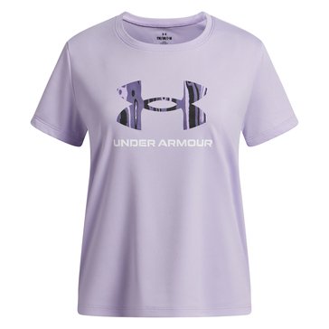 Under Armour Big Girls' Tech Print Logo Tee