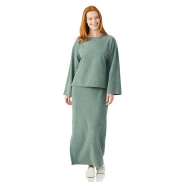 Yarn & Sea Women's Long Sleeve Crew Neck Corduroy Rib Top