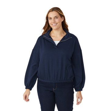 Yarn & Sea Women's Long Sleeve Zip Up Bella Fleece Pullover (Plus Size)