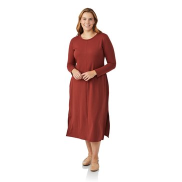 Yarn & Sea Women's Long Sleeve Crew Neck Stretch Crepe Knit Midi Dress (Plus Size)