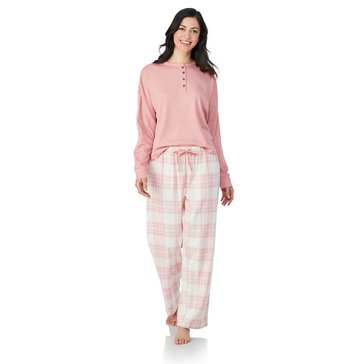 Martha Stewart Women's Plaid Henley Sleep Set
