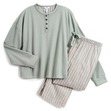 Martha Stewart Women's Striped Henley Sleep Set