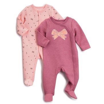Wanderling Newborn Girls' Quilted Coverall, 2-Pack