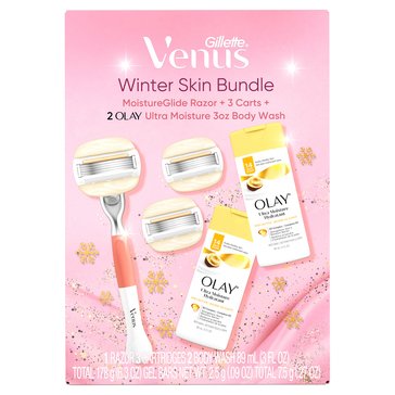 Gillette Venus Moisture Glide Razor 2 Refills And 2 Olay UltraMoist Bodywash Gift Set