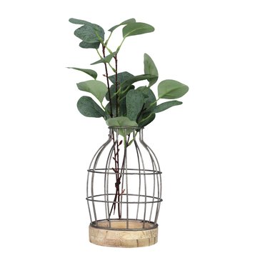 Youngs Inc Metal Wire Vase with Wood Base