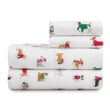 Martha Stewart Winter Walkies Flannel Sheet Set