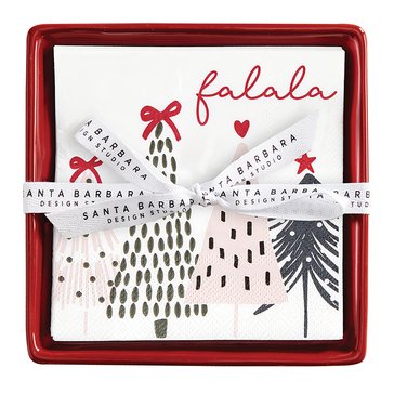 Santa Barbara Falala Napkins with Ceramic Napkin Tray