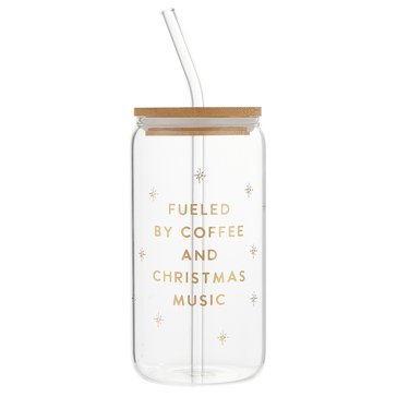 Santa Barbara Fueled By Coffee and Christmas Music Glass Tumbler