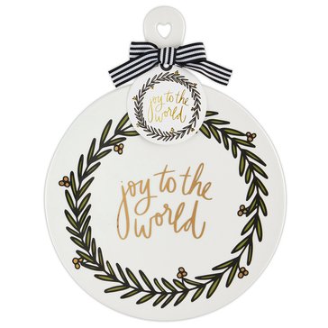 Santa Barbara Joy To The World Wreath Ceramic Cheese/Dessert Tray