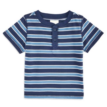 Wanderling Baby Boys' Short Sleeve Three Stripe Henley Top