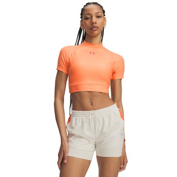 Under Armour Women's Heatgear Crop Mock Short Sleeve Tee