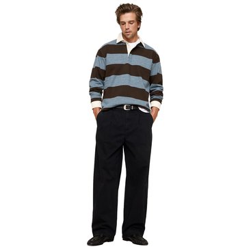 Banana Republic Men's Brushed Jersey Striped Rugby Long Sleeve Shirt