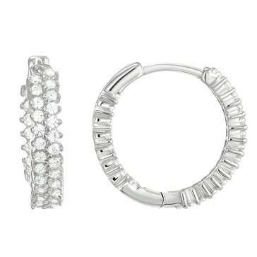 1 1/5 cttw Round Cut Cubic Zirconia Hoop Earrings