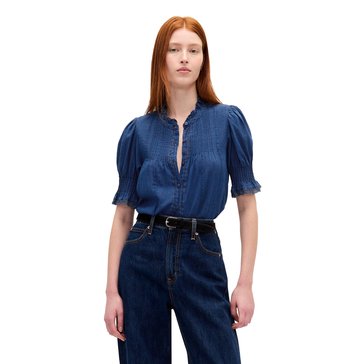 Gap Women's Short Sleeve Ruffle Pintuck Top