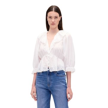 Gap Women's Long Sleeve Ruffle Collar Top