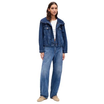 Gap Women's Long Collar Denim Bubble Jacket