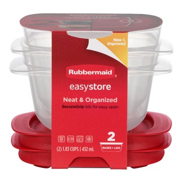 Rubbermaid 1.83-Cup Easy Store Small Square Clear Food Container, 2-Pack
