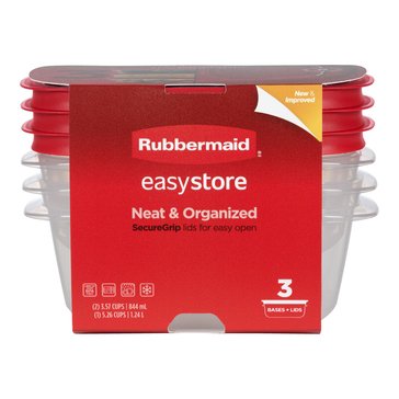 Rubbermaid Easy Store Medium Rectangle Clear Food Container, 3-Pack