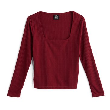 Yarn & Sea Women's Long Sleeve Square Neck Pointelle Top
