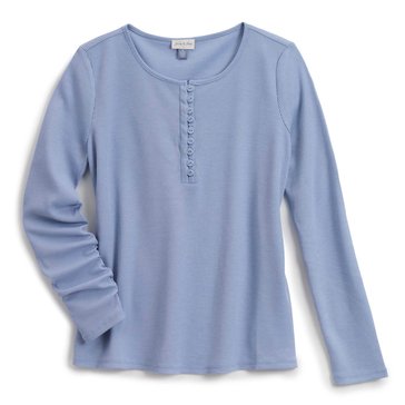 Yarn & Sea Women's Long Sleeve Baby Waffle Henley Top