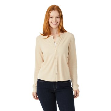 Yarn & Sea Women's Long Sleeve Baby Waffle Button Front Cardigan