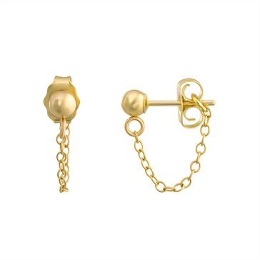 Ball Stud Front Back Chain Earrings