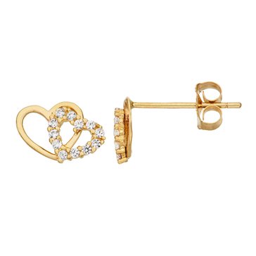 Double Heart Stud Earrings