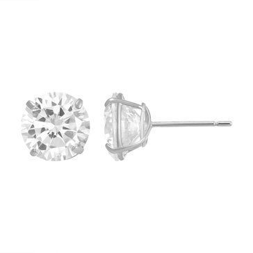 Round Cut Cubic Zirconia Stud Earrings