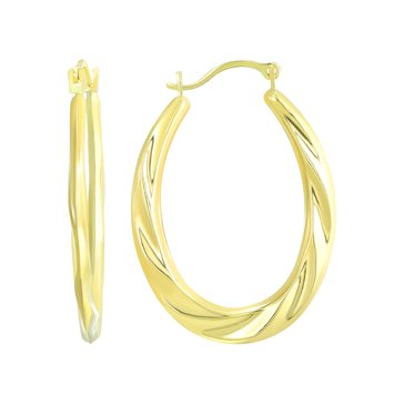 Fluted Oval Hoop Earrings