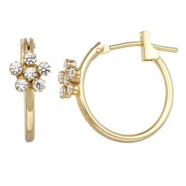 Hoop Earrings with Flower Accent