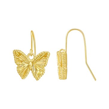 Diamond Cut Butterfly Dangle Earrings