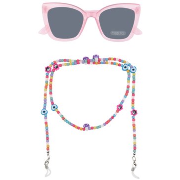 Capelli New York Cat Eye Sunglasses and Mixed Emoji Beaded Chain Set