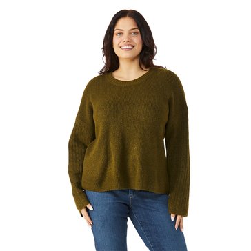 Yarn Sea Women's Cable Sleeve Crewneck Sweater (Plus Size)