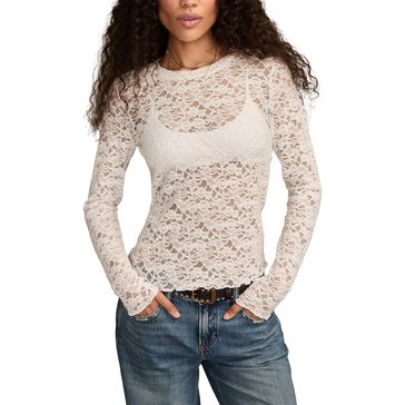 Lucky Brand Women's Lace Knit Long Sleeve Top