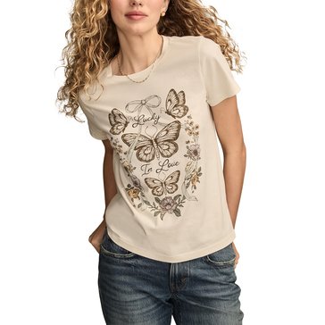 Lucky Brand Women's In Love Butterfly Classic Crew Top
