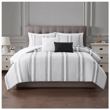 Silver and Sage Kira 5-Piece Stripe Jacquard Comforter Set