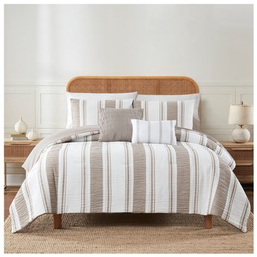 Silver and Sage Lonnie 5-Piece Double Stripe Comforter Set