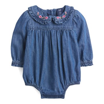 Gap Baby Girls' Long Sleeve Peter Pan Embroidered Floral Bodysuit