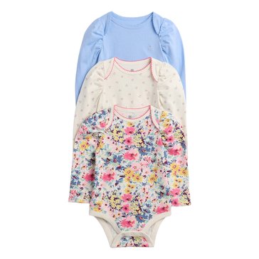 Gap Baby Girls' Long Sleeve Bodysuit, 3-Pack
